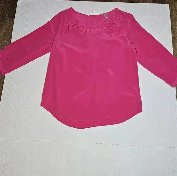 Max Studio 100% Silk Long Sleeve Pink Tunic Sz M - Picture 4 of 10